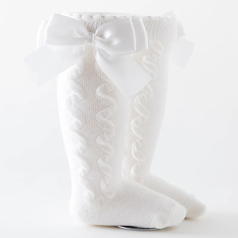 Winter Knee High Bow Socks