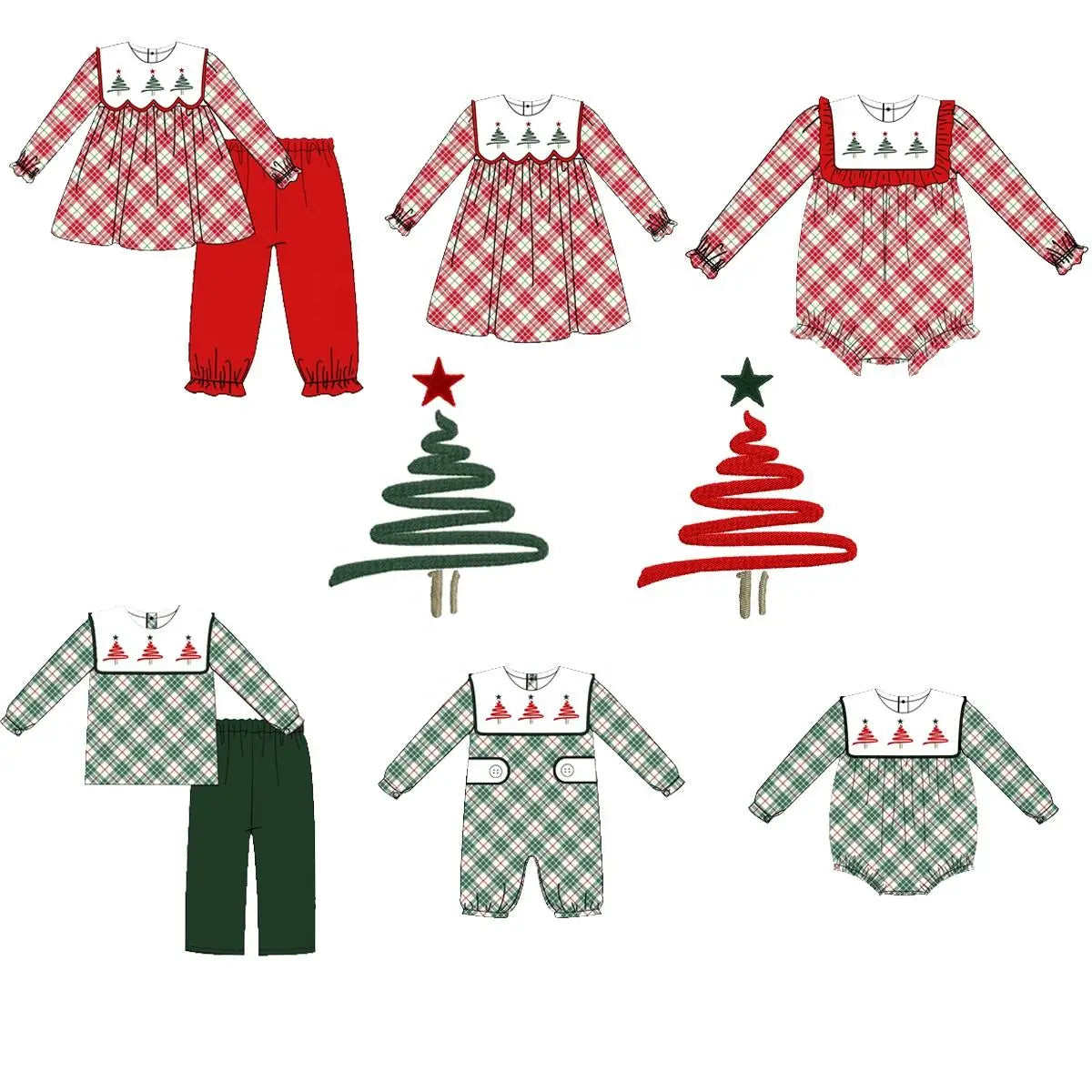 Plaid Christmas Tree Sibling Sets
